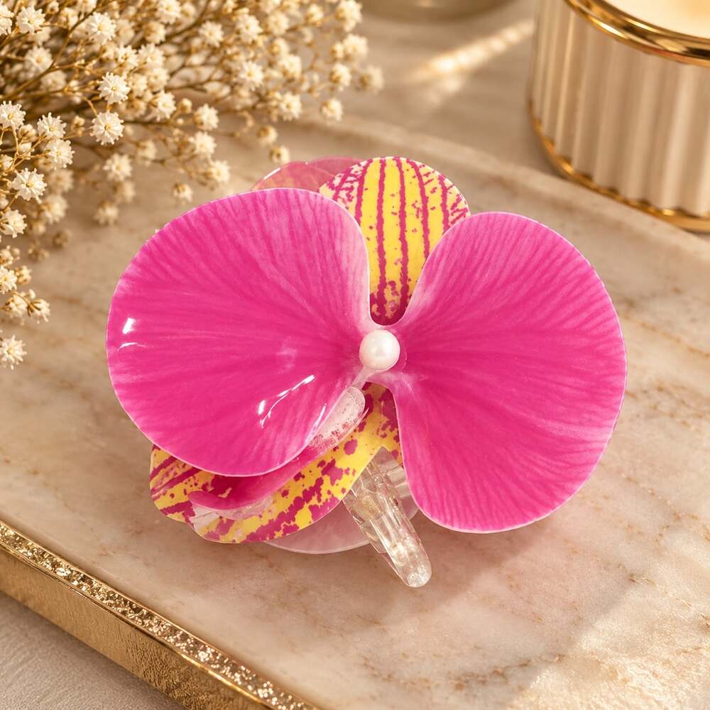 Tropical Orchid Flower Claw Clip Pink Statement Hair Accessory